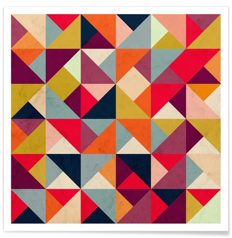 Bright Geometric Happy Pattern Poster Juniqe