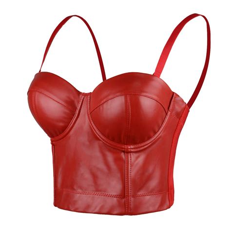 Buy Ellacci Faux Leather Bustier Crop Top Gothic Push Up Womens Corset