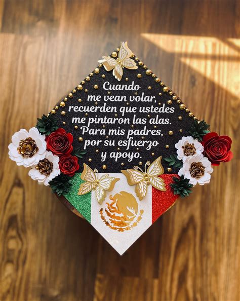 Mexico Graduation Cap Topper Latino Graduation Cap Floral Graduation Topper Sunflower Roses