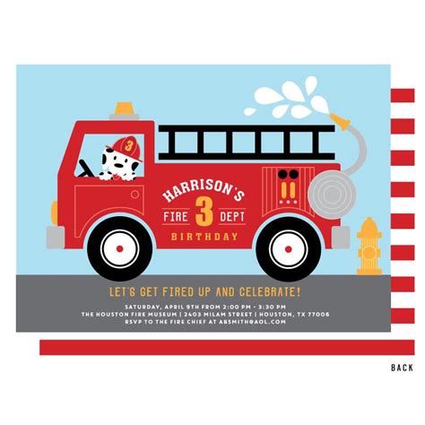 Free Printable Fire Truck Party Invitations