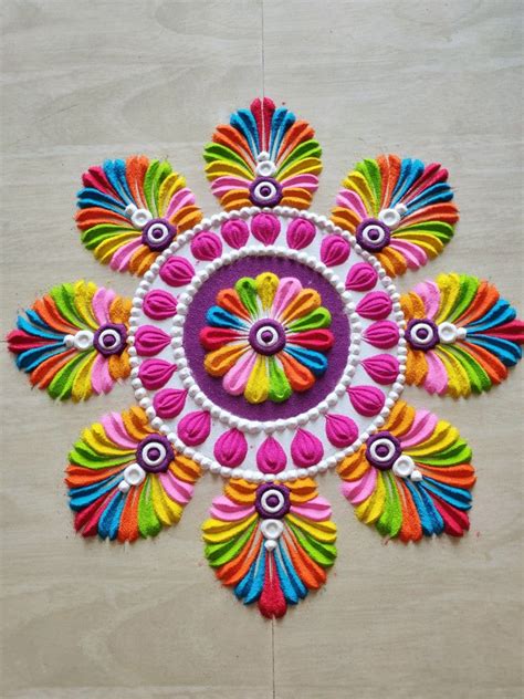 A Colorful Flower Design On The Floor