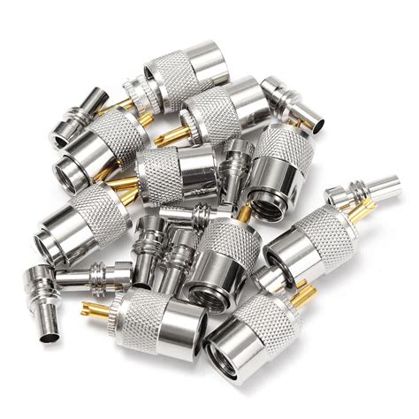 10pcs Pl259 Solder Connector Plug With Reducer For Uhf Rg8x Coaxial