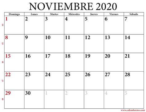 Calendario Noviembre Para Imprimir