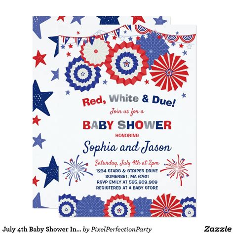 July 4th Baby Shower Invitation 4th Of July Shower