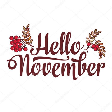 Hello November Lettering Composition Flyer Or Banner Template Selling