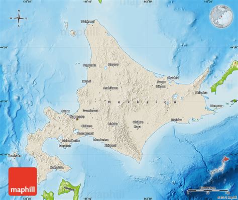 Island of hokkaido, japan the lowlands of hokkaido, the northernmost of the four main islands of japan, represent a transitional zone between cool temperate forests to the south and subarctic forests to the north. Shaded Relief Map of Hokkaido, physical outside