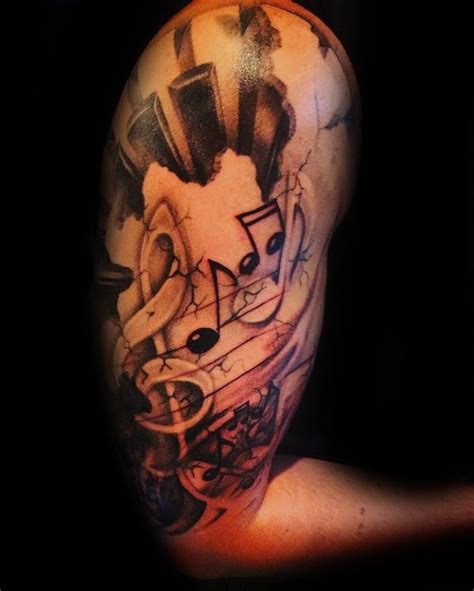 Half Sleeve Male Music Note Piano Keys Tattoo Designs Tattoos For