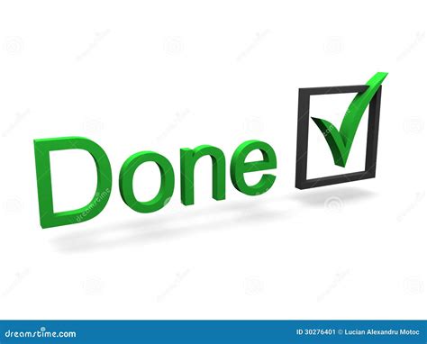 Done Text And Check Mark Stock Image Image 30276401
