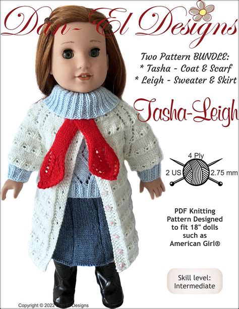 Dan El Designs Tasha Leigh Bundle Doll Clothes Knitting Pattern 18 Inch American Girl Dolls