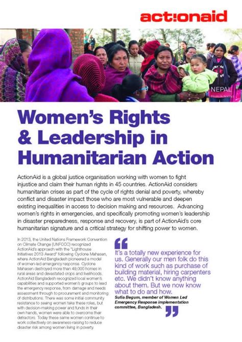 Womens Rights And Leadership In Humanitarian Action Actionaid Myanmar