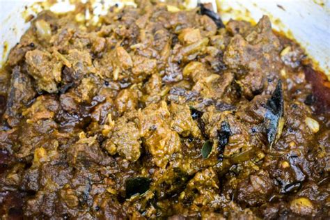 South Indian Cuisine Kerala Style Beef Curry Roast Traditional Style