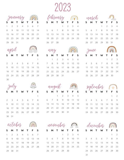 Pretty And Cute Printable 2023 Calendar One Page To Help You Get