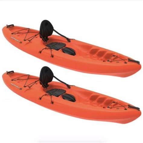 Goes into the size of only 9 feet long and weighing only around 43 pounds which can be conveniently handled by one person to take it out from the car's roof to launch in. Lifetime 9ft. Emotion Spitfire 9 Kayak, Sit On