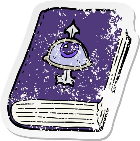 Retro Distressed Sticker Of A Cartoon Magic Spell Book 10274456 Vector