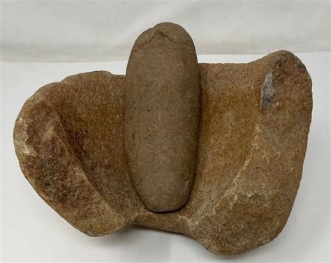 Antique Native American Indian Mortar Stone And Pestle In United