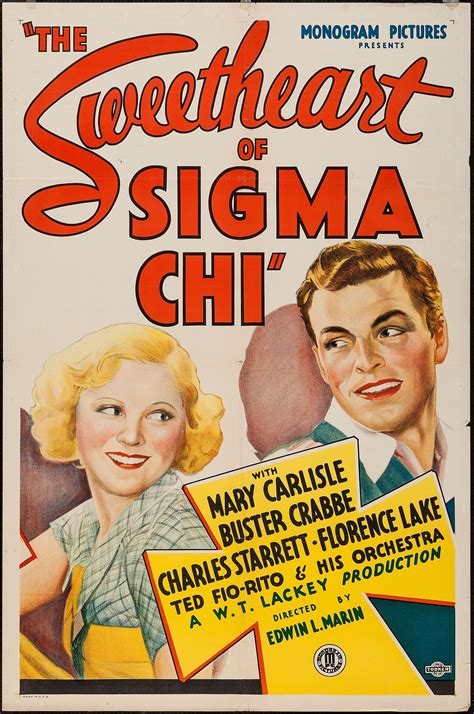 The Sweetheart Of Sigma Chi Monogram 1933 One Sheet 27 Sigma Chi
