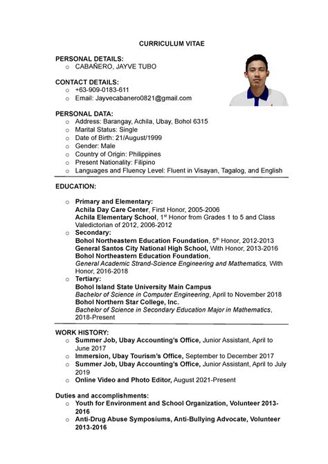 Stop Cv Format Curriculum Vitae Sample Bachelor Of Science In
