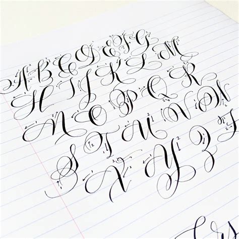 A Sheet Of Lined Paper With Cursive Writing On It And The Letters In