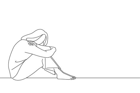 Ilustração De Mulher Triste Com Depressão Sentada Sozinha No Chão