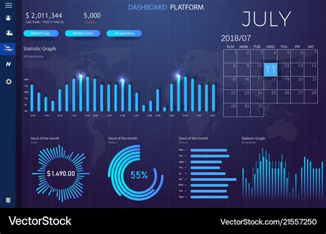 Dashboard Infographic Template With Modern Design Vector Image