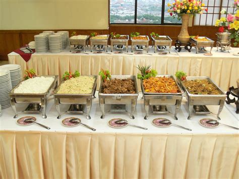 At tatso, you get to decide from an assortment of classic lunch and dinner dishes served hot and cold and complemented by a wide variety of alcoholic and. Buffet Table Setting Arrangement | Cheap wedding food ...