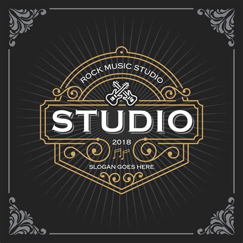 Music Studio Logo Vintage Luxury Banner Template Design For Label