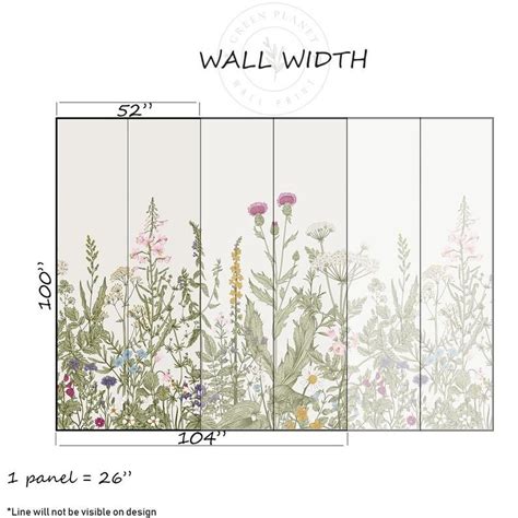 Large Wildflower Mural Removable Self Adhesive Wallpaper Etsy
