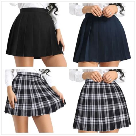 Sexy Women School Girl Mini Dress A Lineflared Plaid Pleated Short Skirt Uniform £1242