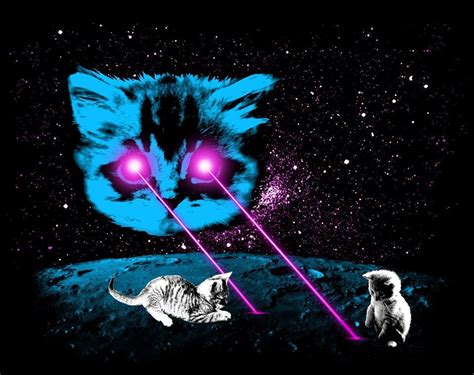 Print Meta Laser Cat With Kittens Funny Cat Laser Space