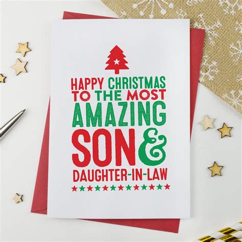 Amazing Son And Daughter In Law Christmas Card A Is For Alphabet