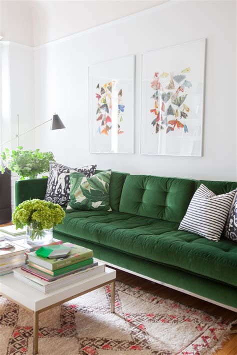 Nailhead trim on the front panel The Couch Trend for 2017: Stylish Emerald Green Sofas ...