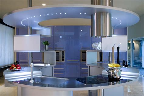 Acropolis kitchen by Pininfarina design with blue wall cabinets by