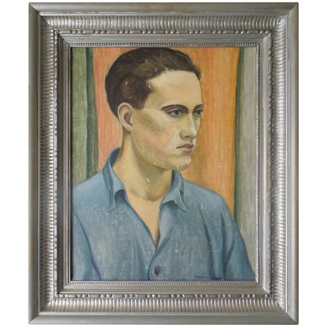 Wpa Artist Original Oil Painting 40s Portrait Of A Handsome Man At 1stdibs