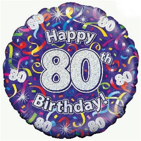 Purple Streamers Happy 80th Birthday 18 Foil Helium Balloon
