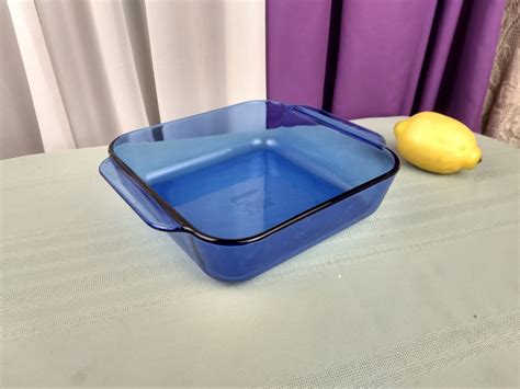 Pyrex Cobalt 222 R Brownie Pan Visionware Visions Blue 8 Inch Square Glass Casserole Baking Dish
