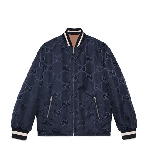 Gucci Blue Jumbo Gg Supreme Reversible Bomber Jacket Harrods Uk