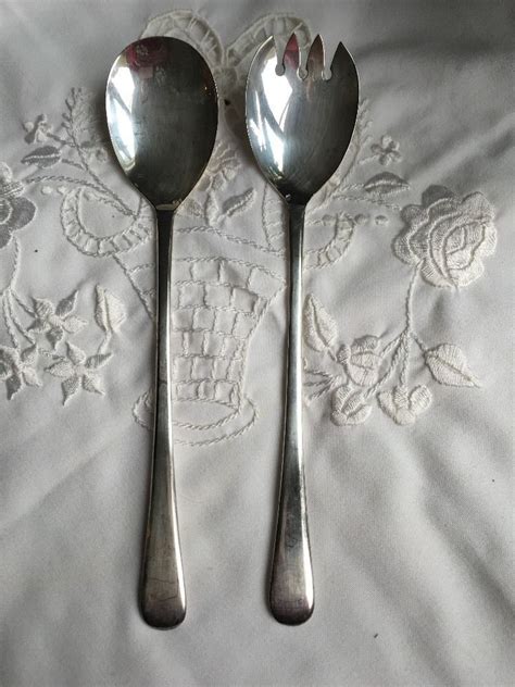 Vintage Epns England Sheffield Silverplate Serving Spoon And Fork Serving