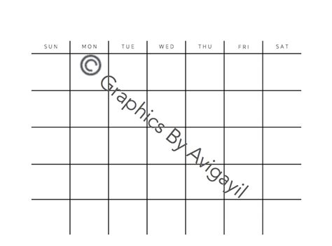 Calendar Template Printable Monthly Calendar Blank Monthly Etsy