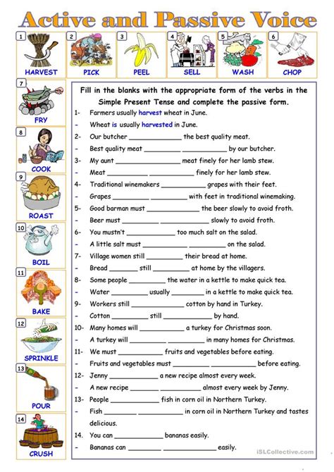 It is not important or not known, however, who or what is performing the action. PASSIVE VOICE worksheet - Free ESL printable worksheets ...