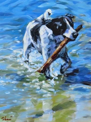 Daily Paintworks Swimming For Sticks Original Fine Art For Sale