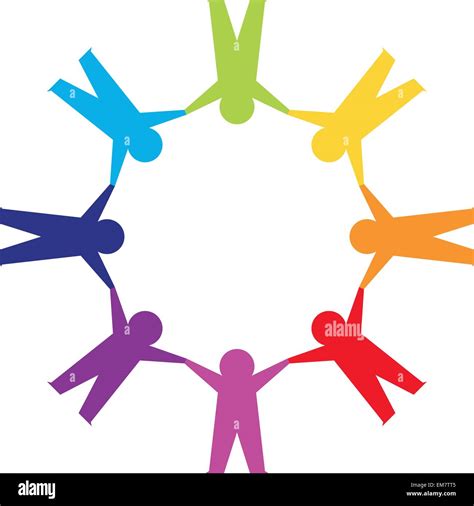 Paper People In Circle Holding Hands Stock Vector Image And Art Alamy