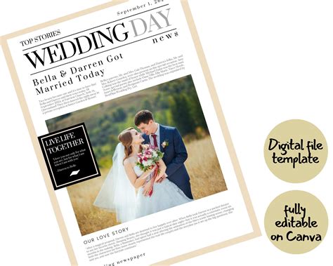 Wedding Newspaper Template,wedding Remembrance,wedding News,wedding