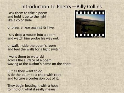 Ppt Introduction To Poetry—billy Collins Powerpoint Presentation