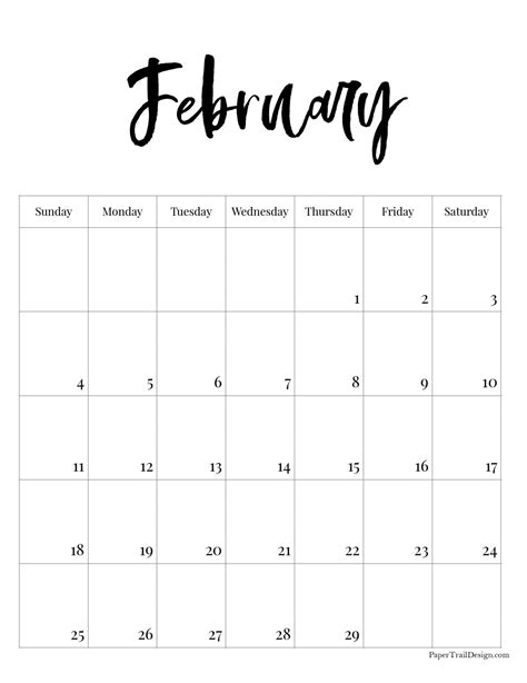 2024 Free Printable Monthly Calendar Paper Trail Design