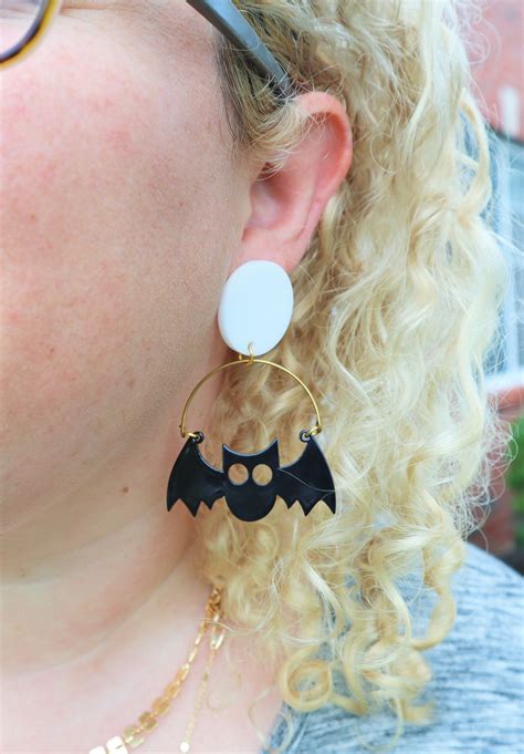 Halloween Earrings Halloween Drop Earrings Bat Earrings Etsy Etsy