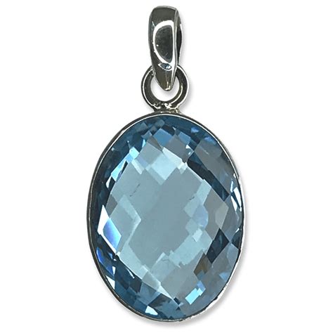 Blue Topaz Oval Pendant 63g Happy Glastonbury Crystals And Gems