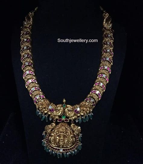 Antique Gold Peacock Kundan Haram Indian Jewellery Designs