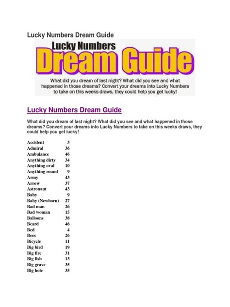 Translate Dreams Into Numbers Dream Guide Dream Book Lucky Numbers