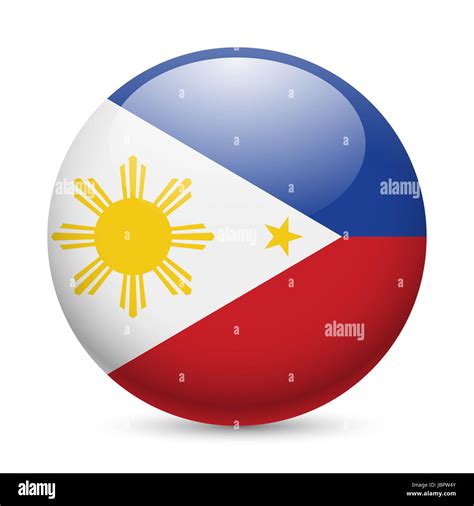 Flag Of Philippines As Round Glossy Icon Button With Filipino Flag
