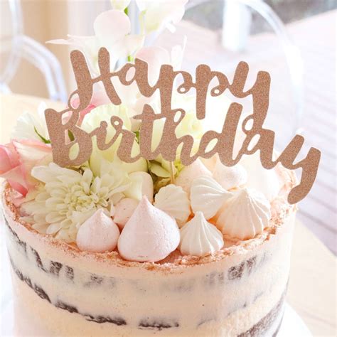 Happy Birthday Rose Gold Glitter Cake Topper 1 Pce